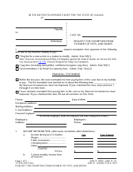 Document preview: Form TF-920 Request for Exemption From Payment of Fees, and Order - Alaska