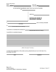 Form TF-923 &quot;Motion and Order to Reschedule Hearing&quot; - Alaska