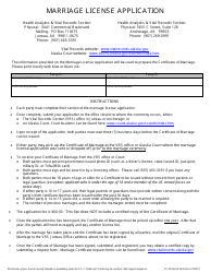 Document preview: Form VS351(A) 06-5232 Marriage License Application - Alaska