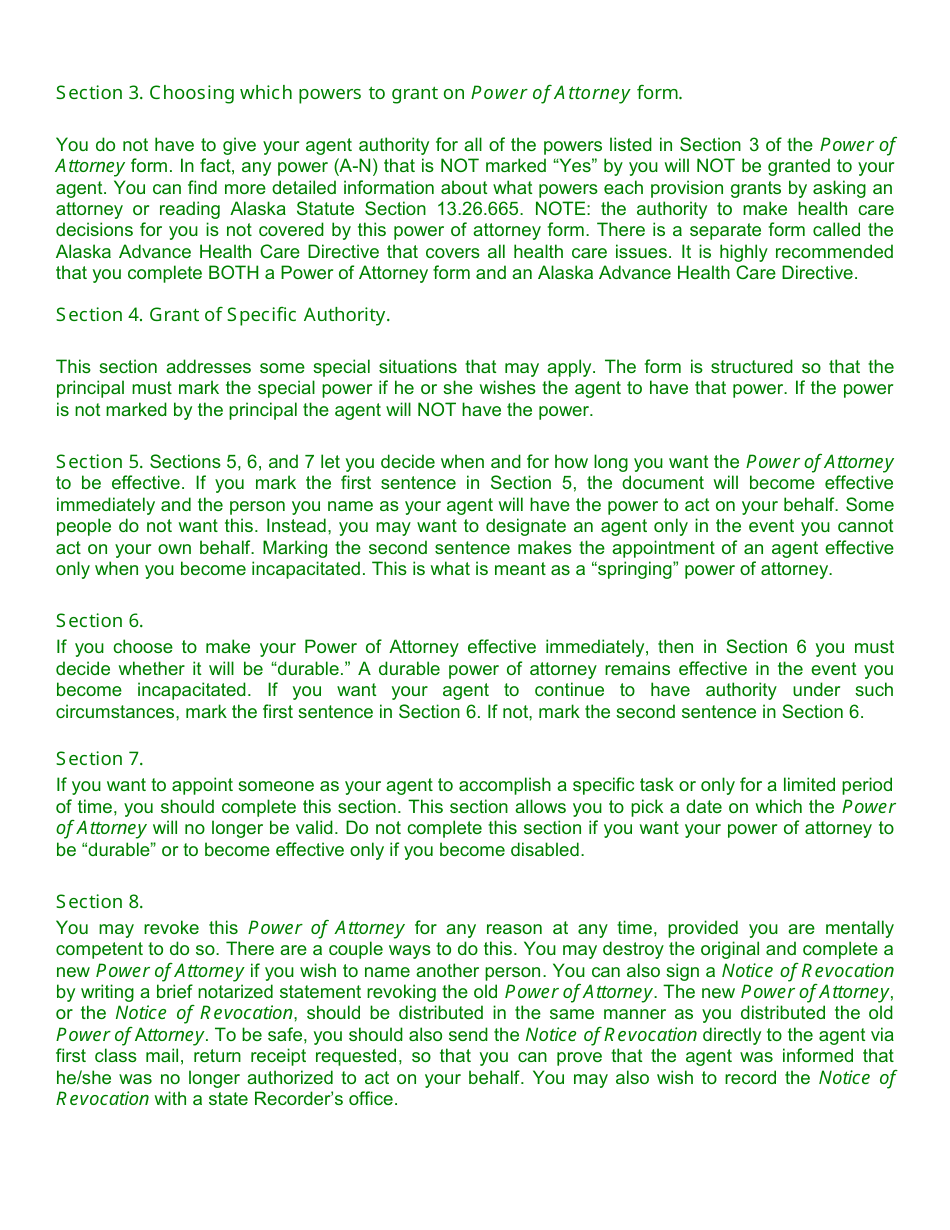Power of Attorney - Alaska, Page 3