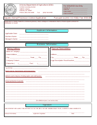 Document preview: Aquatic Animal Processor License Application Form - Arizona