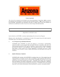 Arizona Grown License Agreement Form - Arizona