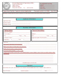 Document preview: Aquaculture Facility - Special License Application Form - Arizona