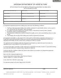 Form ADA-PSD0238 &quot;Application for Department-Approved Quarantine Holding Area&quot; - Arizona