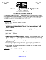 &quot;Brand Bill of Sale/Ownership Amendment&quot; - Arizona