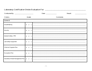 Laboratory Certification Onsite Evaluation Form - Arizona