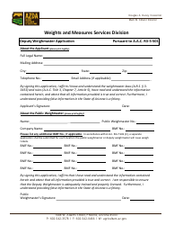 Document preview: Deputy Weighmaster Application Form - Arizona