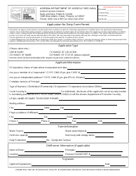 Document preview: Application for Dairy Farm Permit - Arizona
