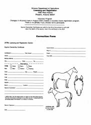 Equine Registration Application Form - Arizona, Page 2