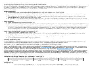 Form DWM-38D &quot;Device License Application/Placed-in-service Report (Pisr)&quot; - Arizona