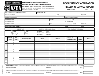 Form DWM-38D Device License Application/Placed-in-service Report (Pisr) - Arizona, Page 3