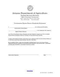 AZ SVO Form 3 Equine Rescue Standards Veterinary Checklist - Arizona