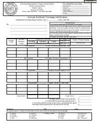 Document preview: Annual Fertilizer Tonnage Verification Form - Arizona