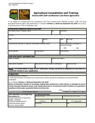Document preview: Arizona Ghp/Gap Certification Cost Share Application Form - Arizona