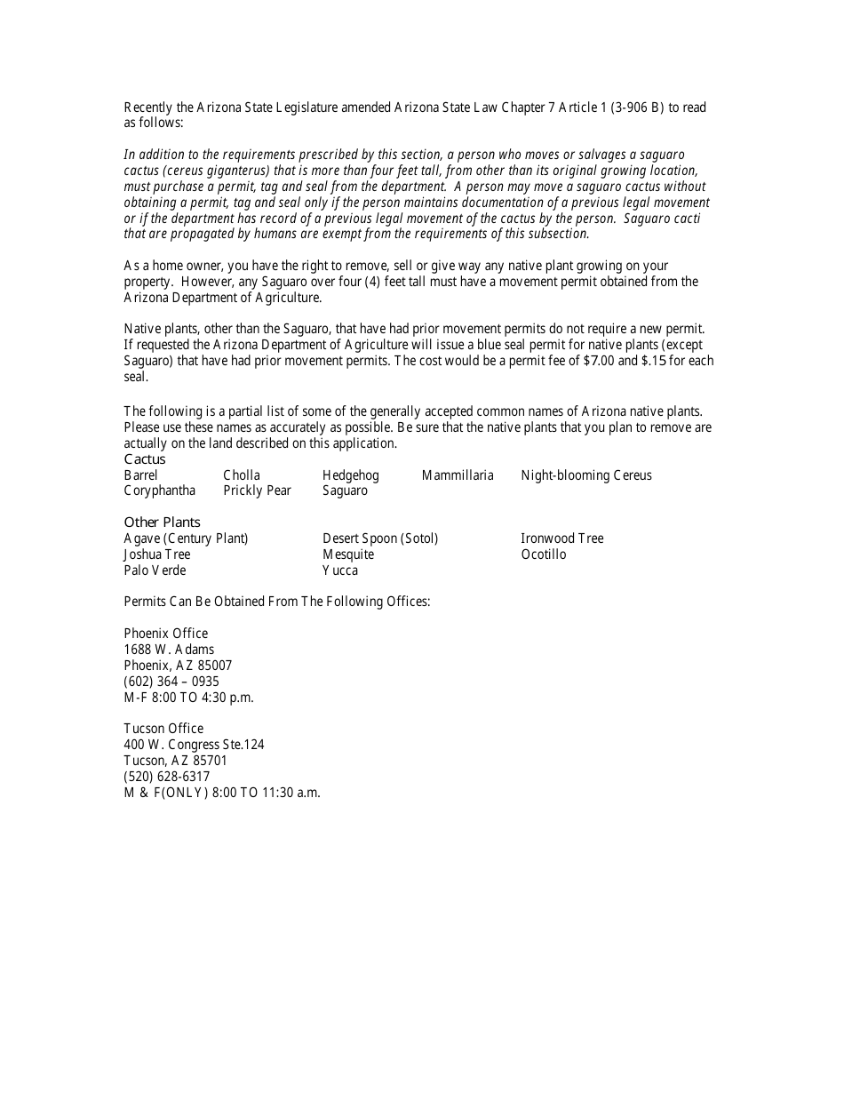 Application for Blue Seal Permit - Arizona, Page 2