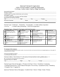Document preview: National Premises Id Application Form - Usda Animal Disease Traceability Registration for Bison, Cattle, Goats, Poultry, Sheep, and Swine - Arizona