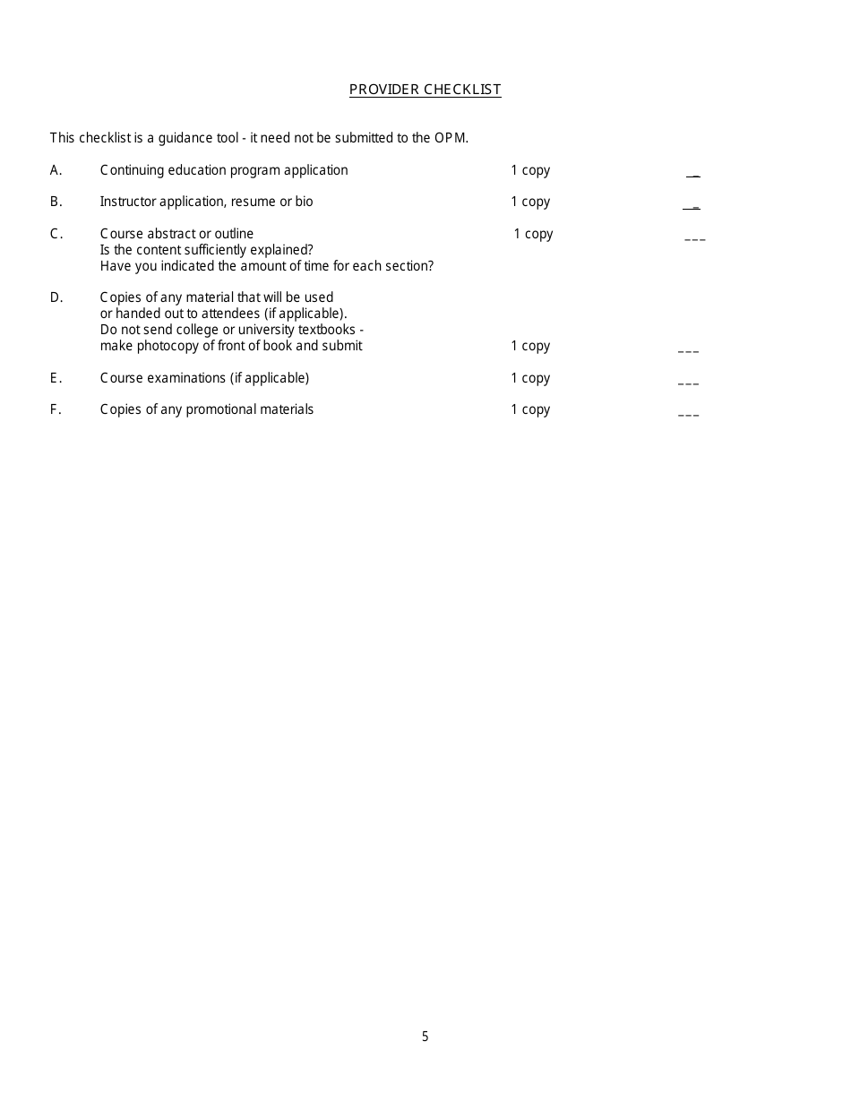 Continuing Education Course Provider Application Guidelines  Packet - Arizona, Page 5