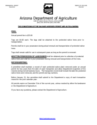 Salvage Assessed Protected Native Plant Application Form - Arizona