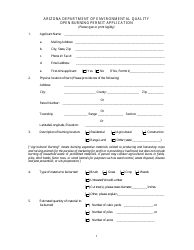 Document preview: Open Burning Permit Application Form - Arizona