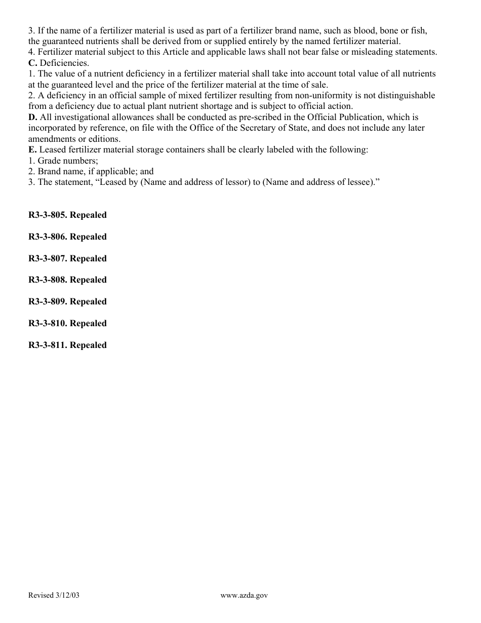 Application for Registration of Specialty Fertilizers - Arizona, Page 13
