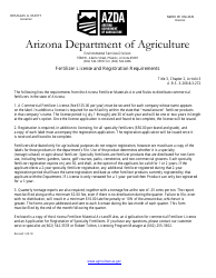 Application for Registration of Specialty Fertilizers - Arizona