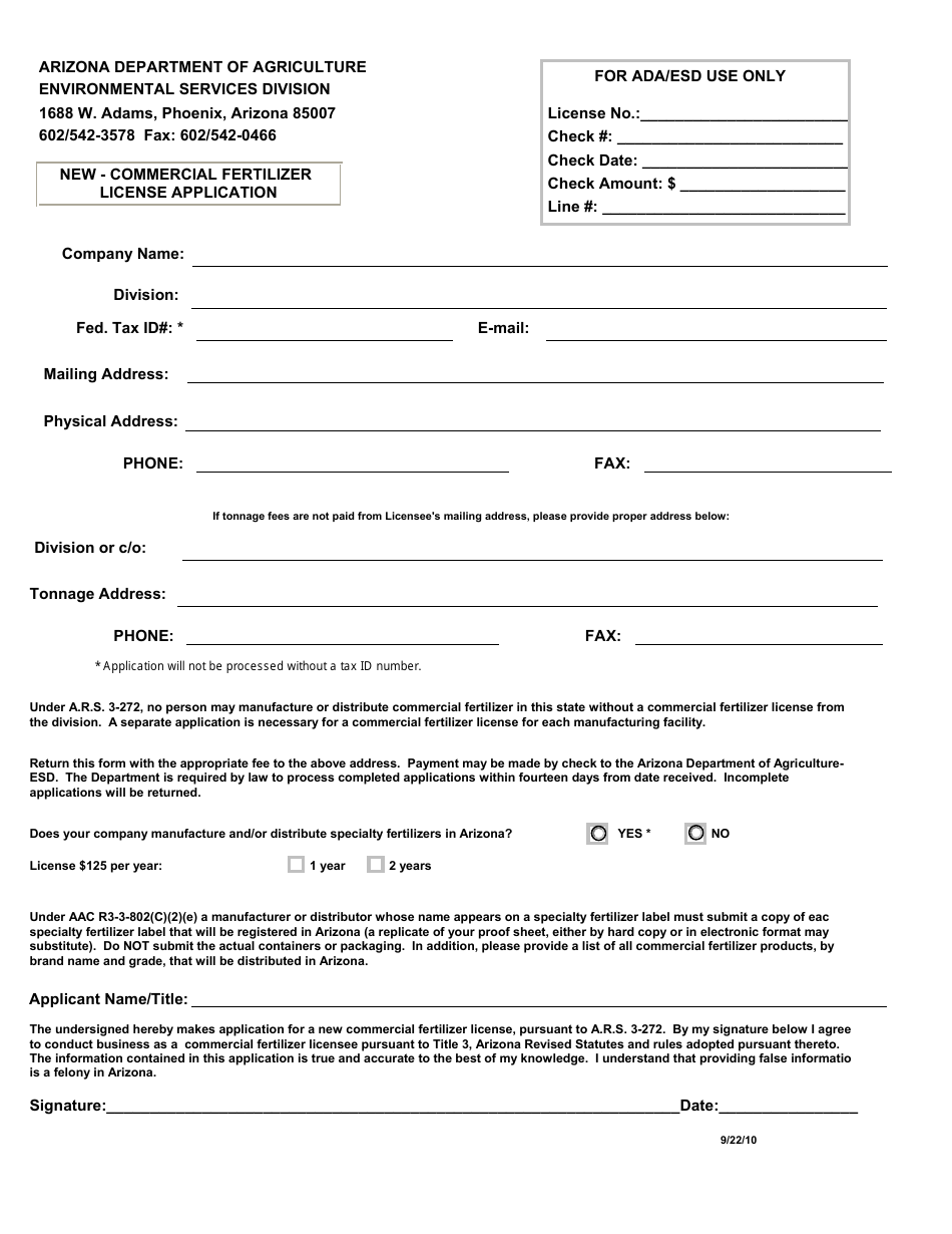 Application for Registration of Specialty Fertilizers - Arizona, Page 3