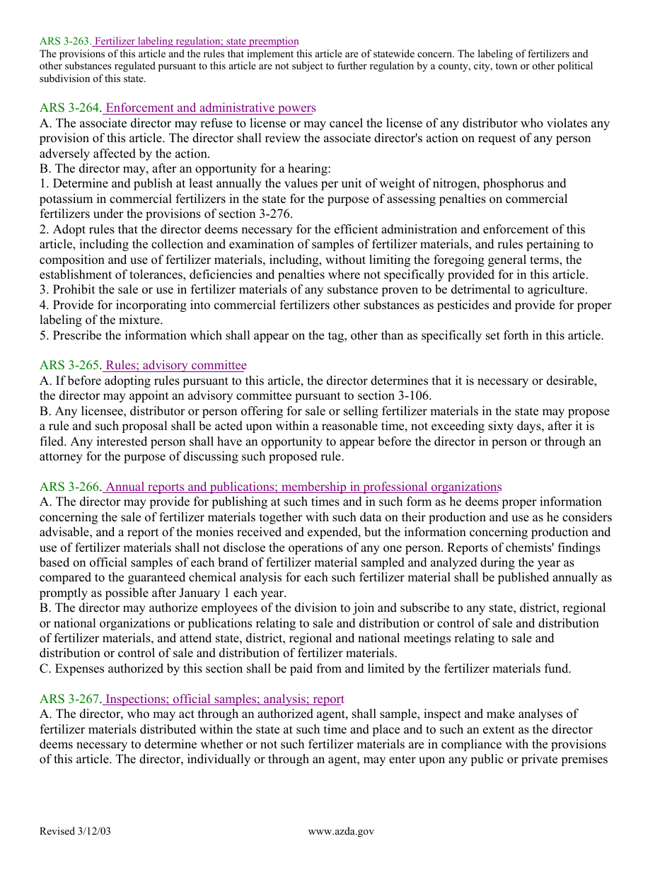 Application for Registration of Specialty Fertilizers - Arizona, Page 5