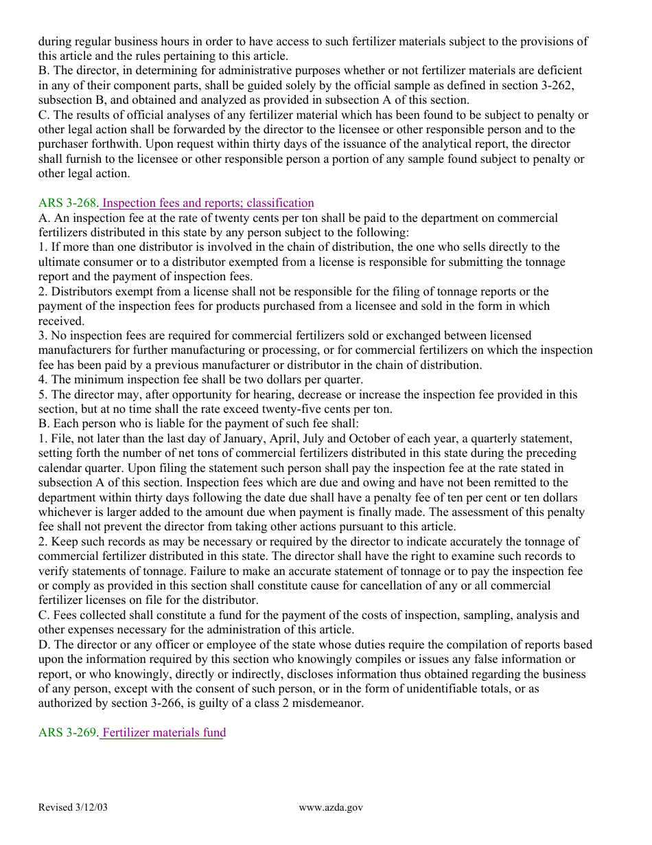 Application for Registration of Specialty Fertilizers - Arizona, Page 6