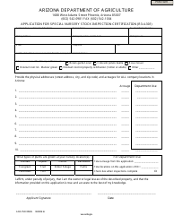 Form ADA PSD0063S &quot;Application for Special Nursery Stock Inspection Certification (R3-4-301)&quot; - Arizona