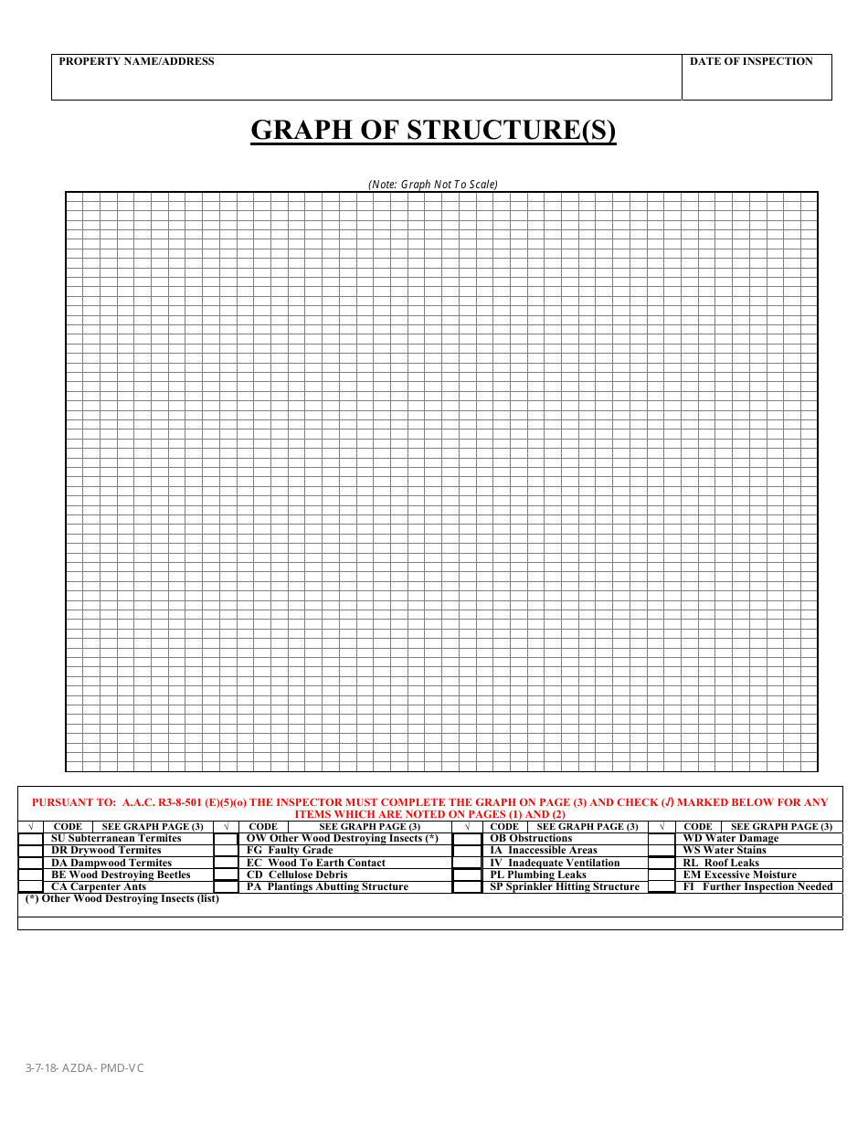 Form AZDA-PMD-VC Wood Destroying Insect Inspection Report - Arizona, Page 3