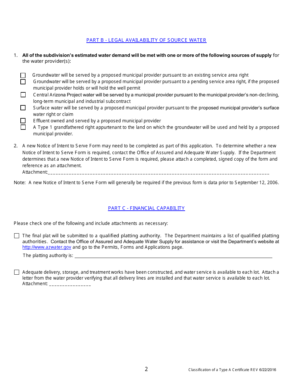 Application for Classification of a Type a Certificate of Assured Water Supply - Arizona, Page 3