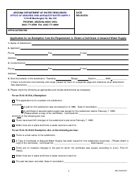 Application for an Exemption From the Requirement to Obtain a Certificate of Assured Water Supply - Arizona