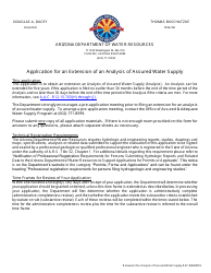 Document preview: Application for an Extension of an Analysis of Assured Water Supply - Arizona