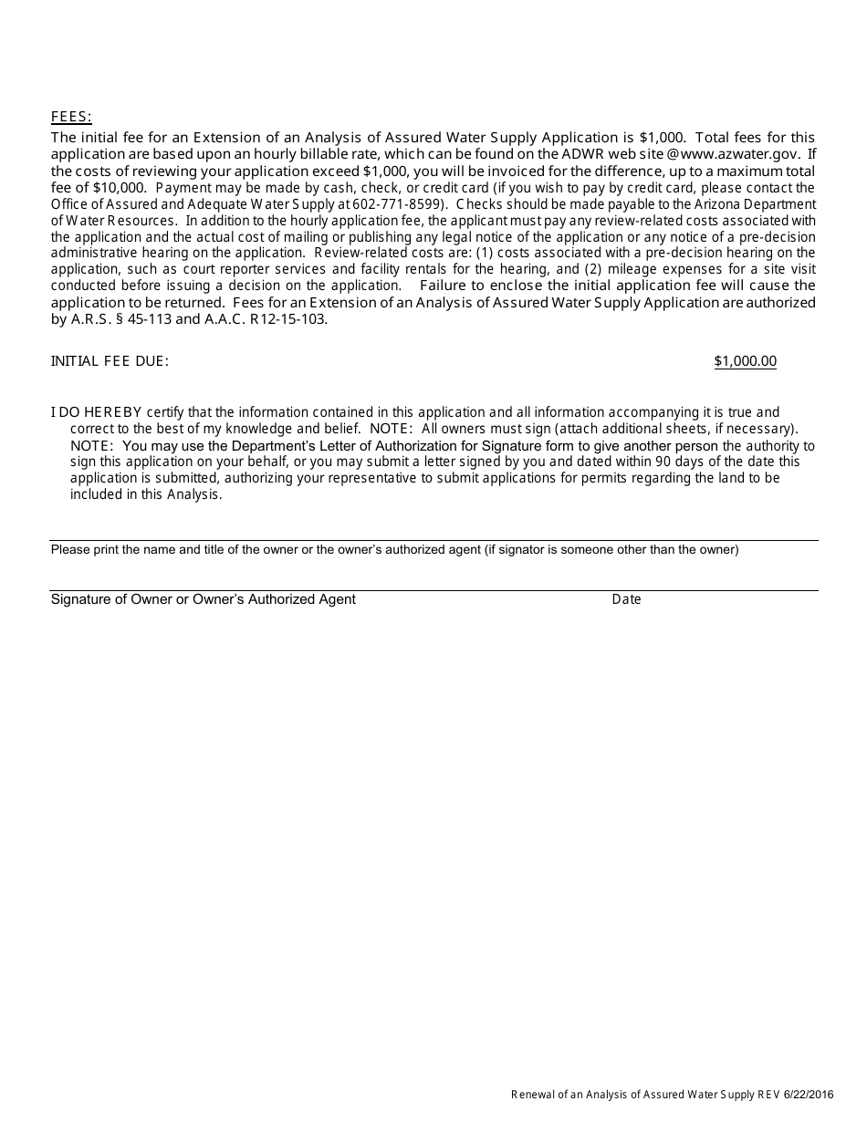 Application for an Extension of an Analysis of Assured Water Supply - Arizona, Page 4