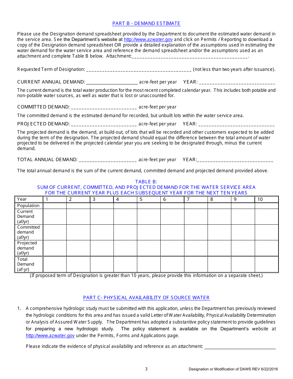 Designation or Modification of Designation of Assured Water Supply Application - Arizona, Page 4