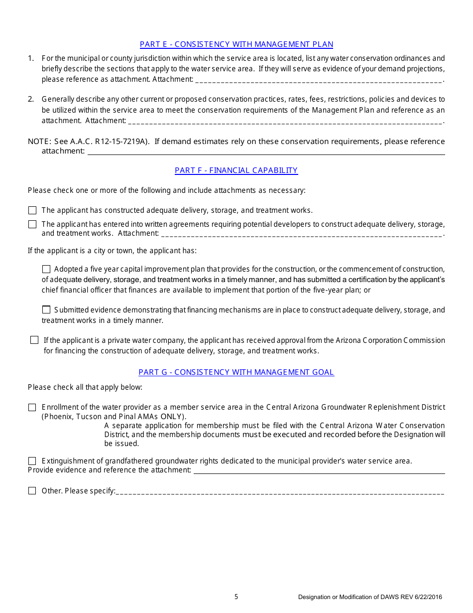 Designation or Modification of Designation of Assured Water Supply Application - Arizona, Page 6