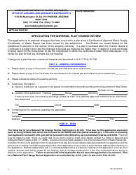 Document preview: Application for Material Plat Change Review - Arizona