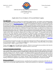 Document preview: Application for an Analysis of Assured Water Supply - Arizona