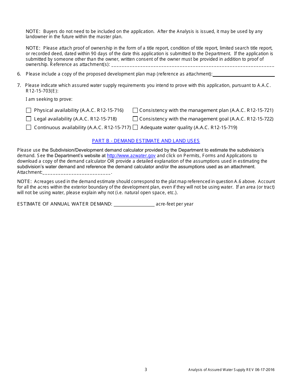 Application for an Analysis of Assured Water Supply - Arizona, Page 4