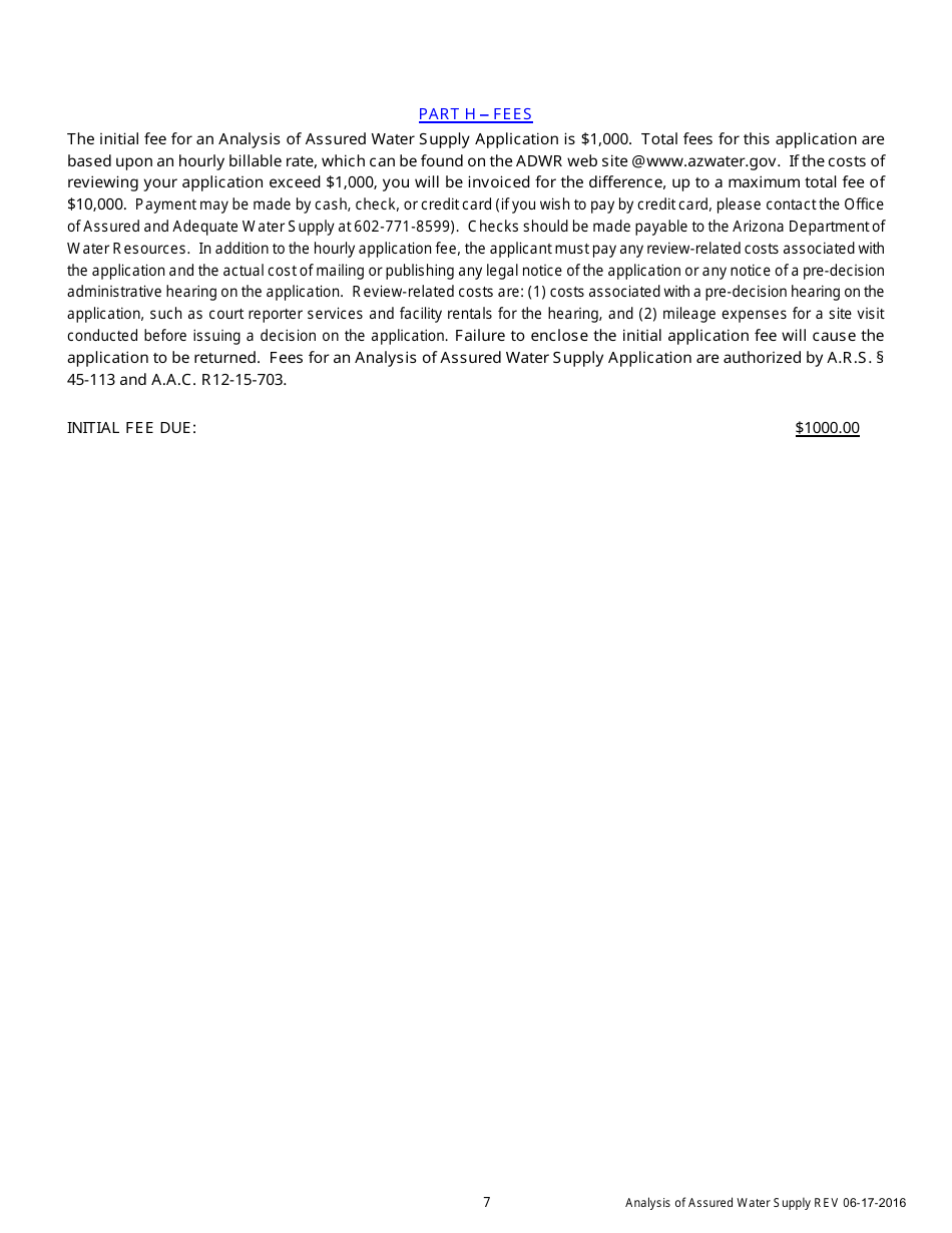 Application for an Analysis of Assured Water Supply - Arizona, Page 8