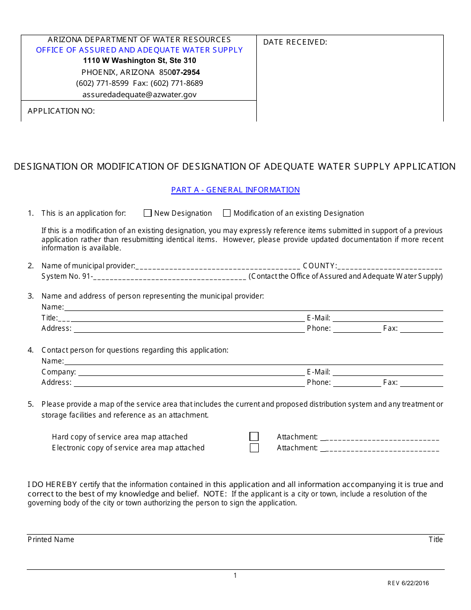 Application for a Designation of Adequate Water Supply or a Modification of a Designation of Adequate Water Supply - Arizona, Page 3