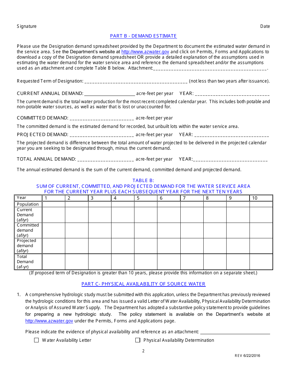Application for a Designation of Adequate Water Supply or a Modification of a Designation of Adequate Water Supply - Arizona, Page 4