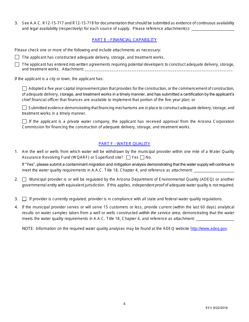 Application for a Designation of Adequate Water Supply or a Modification of a Designation of Adequate Water Supply - Arizona, Page 6