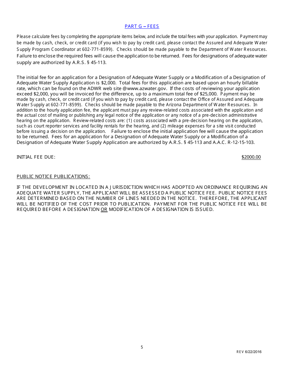 Application for a Designation of Adequate Water Supply or a Modification of a Designation of Adequate Water Supply - Arizona, Page 7