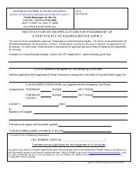 Application for an Assignment of a Type B or Unclassified Certificate of Assured Water Supply - Arizona, Page 3