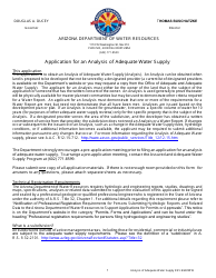 Analysis of Adequate Water Supply Application Form - Arizona