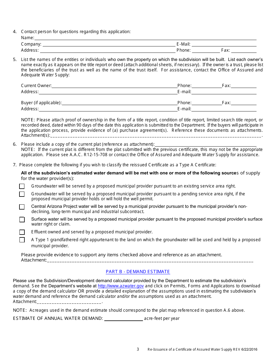 Re-issuance of a Certificate of Assured Water Supply Application - Arizona, Page 4