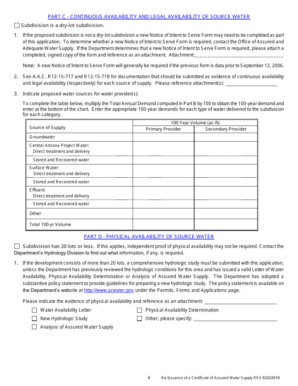 Re-issuance of a Certificate of Assured Water Supply Application - Arizona, Page 5