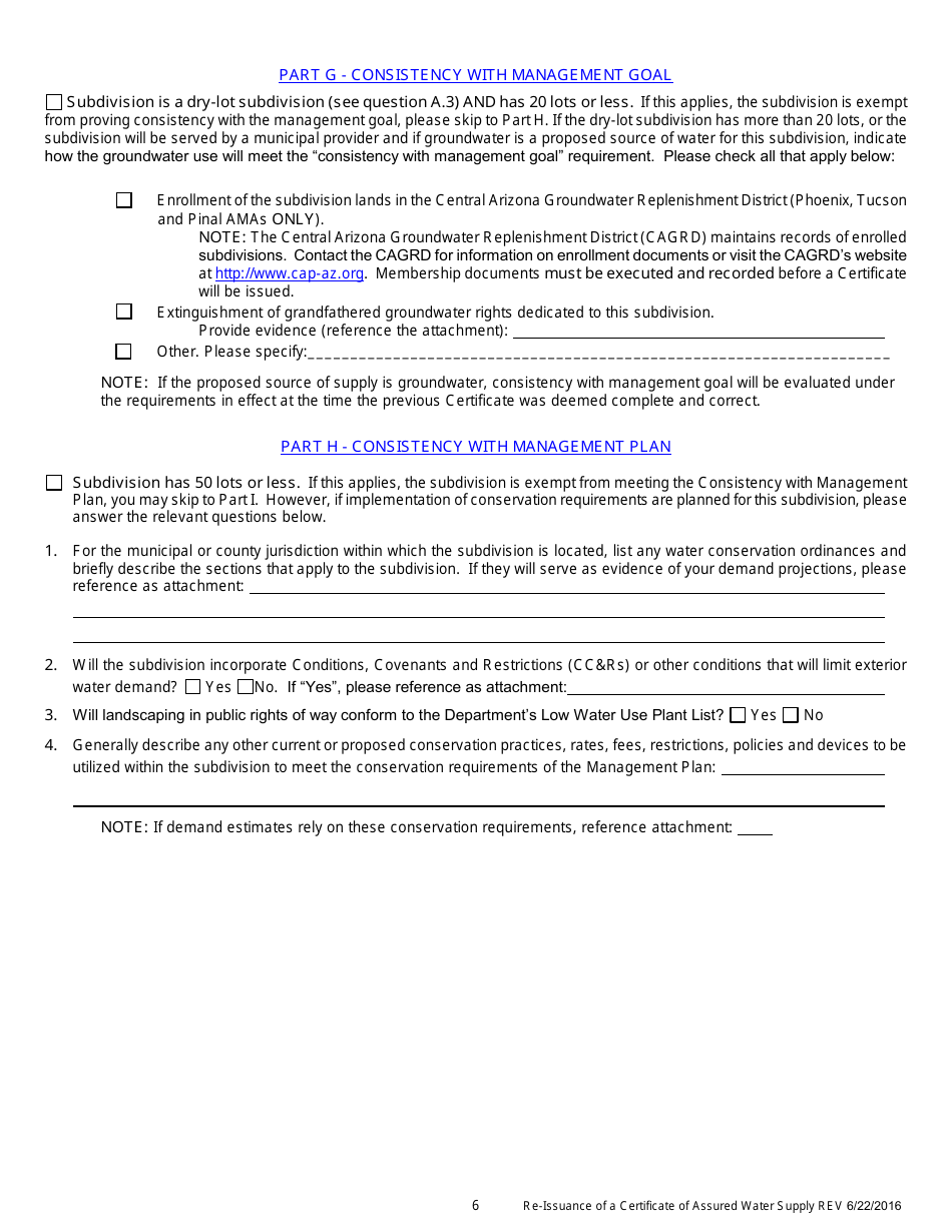 Re-issuance of a Certificate of Assured Water Supply Application - Arizona, Page 7