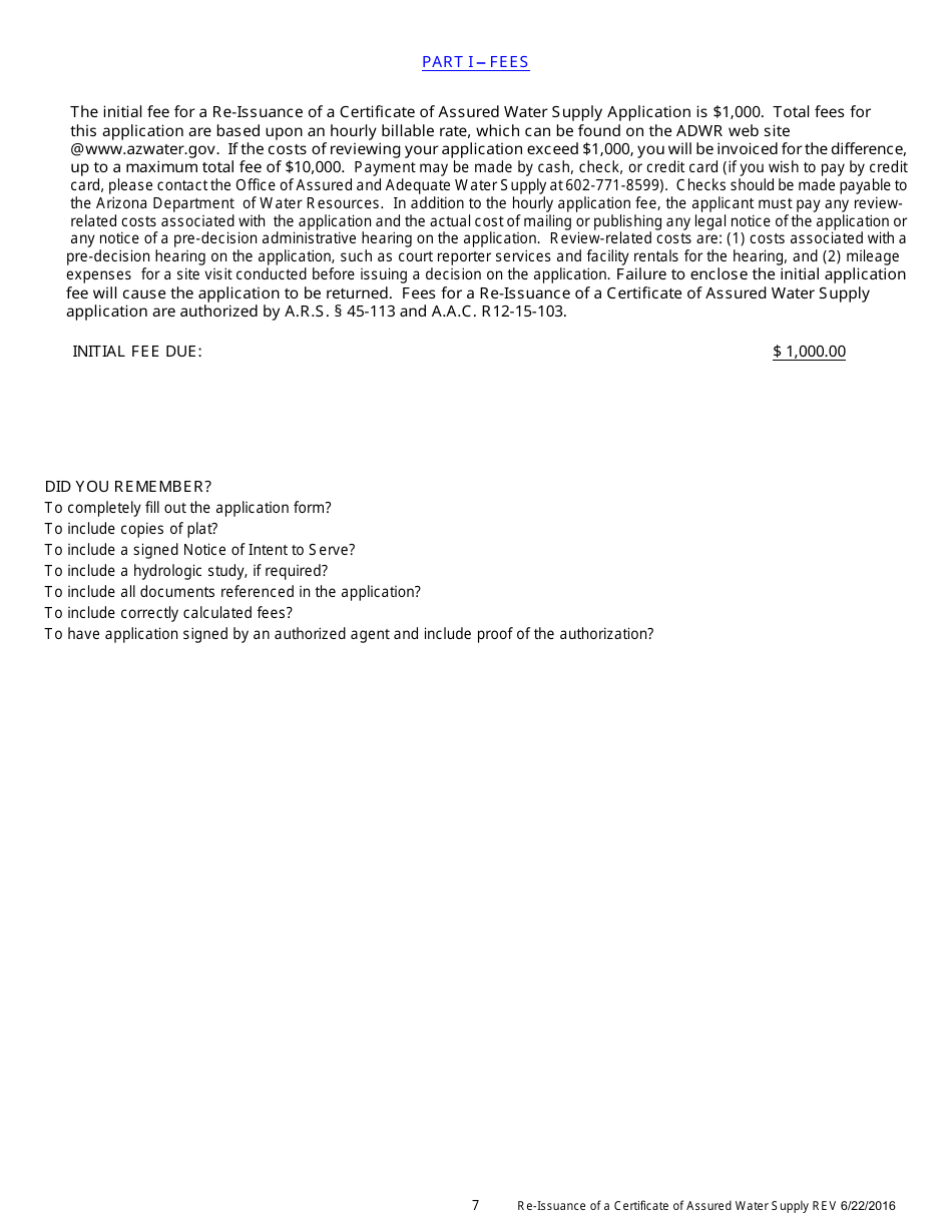 Re-issuance of a Certificate of Assured Water Supply Application - Arizona, Page 8